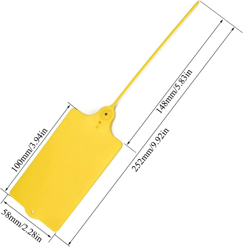 LeadSeals 100 Plastic Shipping Tags - Waterproof, Writable, Hanging Tags with One Yellow Marker Pen - Image 2